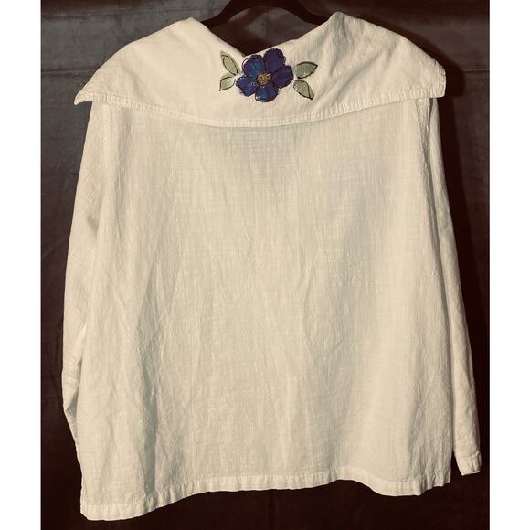 Womens Cottonseed Flower Sweater, Button Up Shirt, Warm, Pockets, Watercolor - Picture 2 of 7